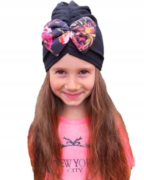 Czapka jesienna Turban MARSZCZONY z kokardką 36-55
