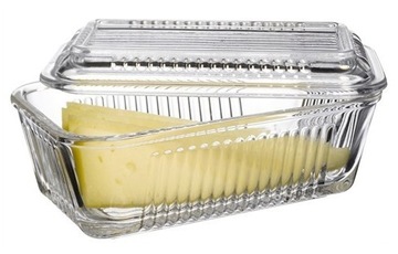 MASELNICZKA SZKLANA POJEMNIK NA MASŁO Z POKRYWKĄ