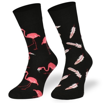 Modne kolorowe bawełniane skarpetki – Flamingi