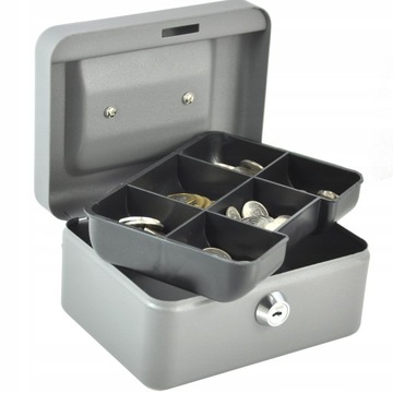 Металлический ящик для купюр, монет, сейф с ключом.