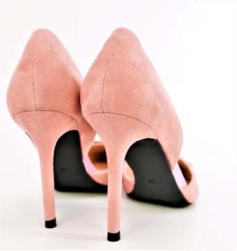 Розовый розовый замшевый высокие каблуки с серебряным украшением R40