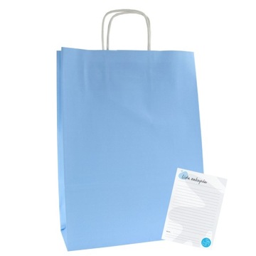 TORBY papierowe 240x100x320mm A4 niebieskie 25szt Torba PAPIEROWA na zakupy
