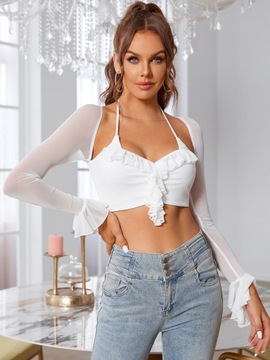 SHEIN BIAŁY TOP DŁUGI RĘKAW SEKSOWNA R.XS S083013