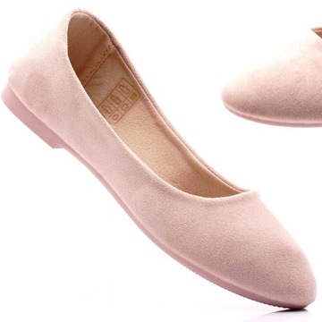 BALERINY KLASYCZNE ZAMSZOWE RÓŻOWE MIĘKKIE 41