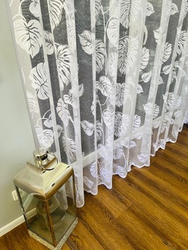 ФРАНЦУЗСКАЯ СТЕКЛЯННАЯ ВУАЛЬ МОНСТРА 250 СМ УЗОР ВЫШИВКИ БЕЛАЯ ДЛЯ ГОСТИНОЙ АКЦИЯ