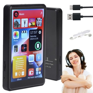 ODTWARZACZ MP4 MP3 GŁOŚNIK BLUETOOTH EKRANEM DOTYKOWYM 16 GB 1000 MAH USB