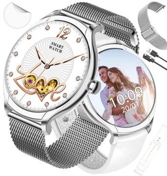 SMARTWATCH DAMSKI ELEGANCKI SREBRNY ZEGAREK exclusive PREZENT DLA KOBIETY