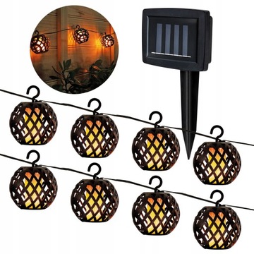 Солнечные садовые светильники LIGHT GARLAND FLAME