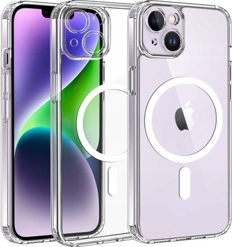 ETUI MAGNETYCZNE DO MAGSAFE MOCNE PRZEZROCZYSTE DO IPHONE 15 6.1 CLEAR