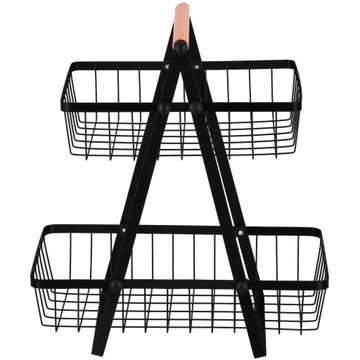 ДВОЙНАЯ КОРЗИНА, ЧЕРНЫЙ МЕТАЛЛИЧЕСКИЙ ЛОФТ-ПЛЕЕР, ДЕКОРАТИВНАЯ ЯРУСНАЯ КОРЗИНА