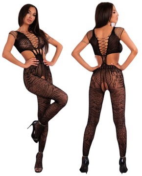 ORYGINALNA BIELIZNA EROTYCZNA KOMPLET Z SEXY DZIURKĄ BODYSTOCKING PREZENT