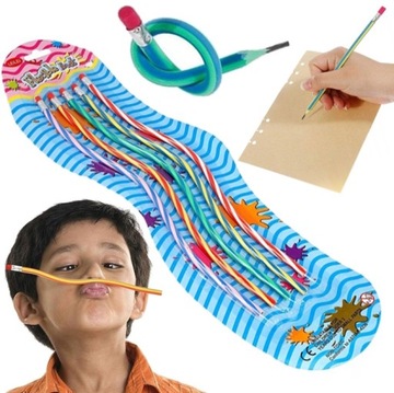 ELASTYCZNE GIĘTKIE OŁÓWKI OŁÓWEK Z GUMKĄ KPL 5 szt