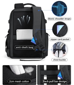 Рюкзак с тремя отделениями FRN8322 для ноутбука 16,4 см с USB, большая вместительность