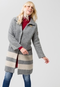 KHUJO długi sweter kardigan blezer Przejściowy dzianinowy płaszcz z wełną M