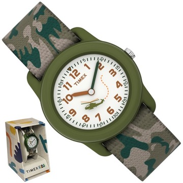 ZEGAREK TIMEX MOROWY DLA CHŁOPCA WOJSKOWY ZIELONY pasek elastycznym T78141