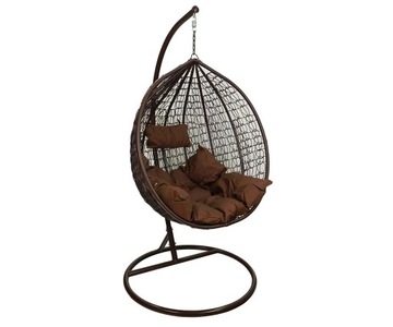 ПОДВЕСНОЙ СТУЛ COCOON, ПОДУШКА XXL, КОРИЧНЕВЫЙ КАРКАС, КРЕСЛО-КАЧАЛКА, САДОВАЯ КОРЗИНА