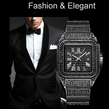 Watch for Men Ice Out Square Watches Luxury Diamonds Quartz Wristwatches Wa