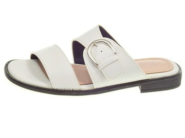 Klapki damskie eleganckie modne White r.38