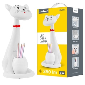 LAMPKA BIURKOWA DLA DZIECI LED KOT REGULACJA BARW