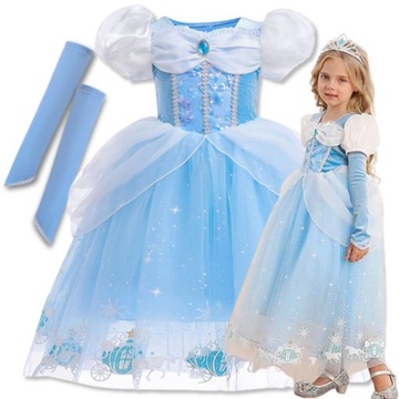 SUKIENKA STRÓJ KOPCIUSZEK CINDERELLA KSIĘŻNICZKA KOSTIUM KARNAWAŁ 128 134