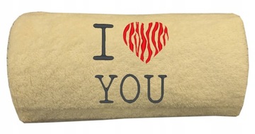 Haftowany ręcznik I love You Walentynki 50x90 serc