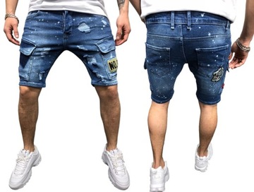 SPODENKI JEANSOWE męskie KRÓTKIE JEANS SPODENKI DZIURY