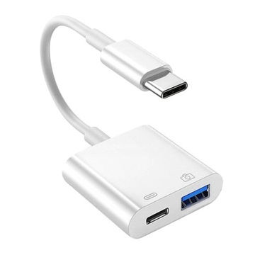 ADPATER KABEL OTG PRZEJŚCIÓWKA Z PORTU USB-C NA GNIAZDA USB-A + USB-C