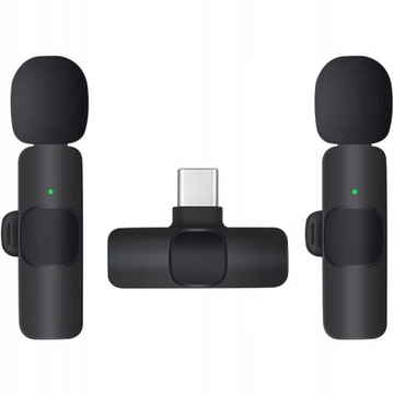 КОМПЛЕКТ 2 БЕСПРОВОДНЫХ МИКРОФОНОВ USB C ANDROID IPHONE АДАПТЕР