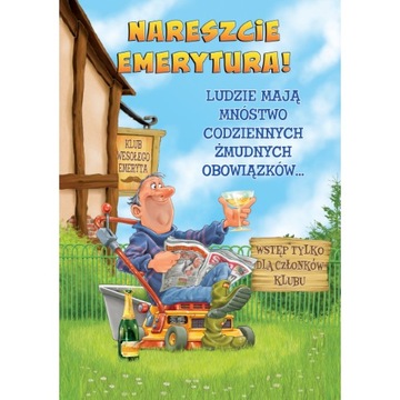 Zabawne ŻYCZENIA KARTKA KARNET z okazji emerytury