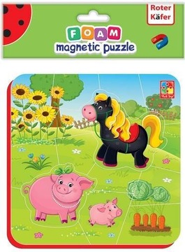 Piankowe puzzle magnetyczne Świnka i Koń