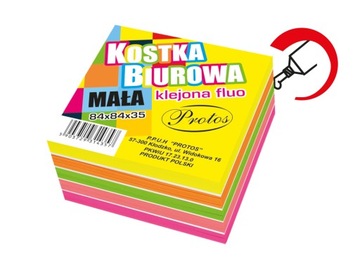 Kostka biurowa klejona FLUO 84x84 notes karteczki
