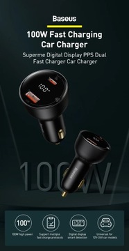 Автомобильное зарядное устройство USB Baseus PD 100 Вт USB Quick Charge 4.0 QC4.0 QC3.0 Type C