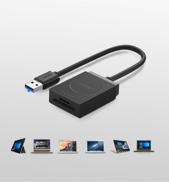 АДАПТЕР-концентратор USB-устройство чтения карт памяти SD SDHC SDXC MICROSD UЗЕЛЕНЫЙ КАБЕЛЬ 15 см