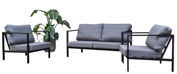 Wygodny zestaw ogrodowy, na taras, sofa + 2 fotele, metalowy stelaż
