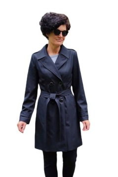 PRZEJŚCIOWY PŁASZCZ PROCHOWIEC TRENCZ CZARNY 38