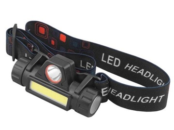 Latarka Czołowa COB LED + AKUMULATOR EURO MAGNET