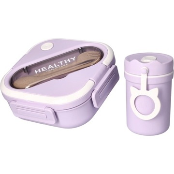 DUŻY LUNCHBOX 3 PRZEGRÓDKI SZTUĆCE KUBEK NA ZUPĘ LUNCH BOX DO MIKROFALI