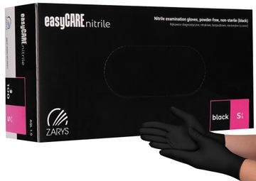 RĘKAWICE rękawiczki NITRYLOWE BEZPUDROWE Zarys easyCARE BLACK S