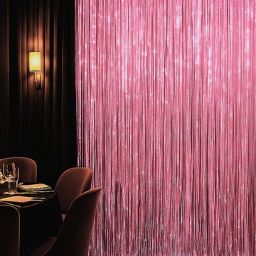 Kurtyna Dekoracyjna Zasłona Różowa holograficzna 200 cmx100 cm ścianka