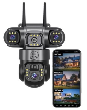 KAMERA SOLARNA 4G ZEWNĘTRZNA TRZY OBIEKTYWY HD 3X3MP KARTA SIM LTE HEELLY