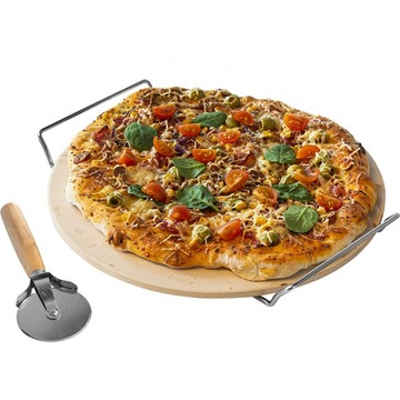 Kamień do pizzy z uchwytem i nożykiem, okrągły33cm