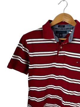 Koszulka polo Tommy Hilfiger czerwona w paski z logo L