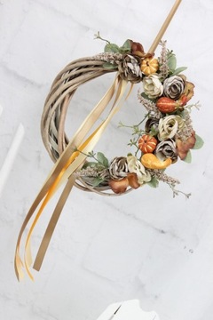 Осенний венок, украшение на дверь, украшение КОРИЧНЕВОЕ