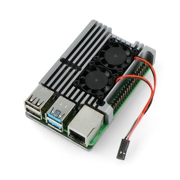 Obudowa do Raspberry Pi 4B 2 wentylatory alum.