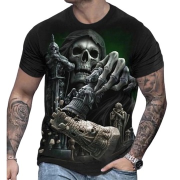 MĘSKA KOSZULKA T-SHIRT nadruk 3D CZASZKA KOLORY 43