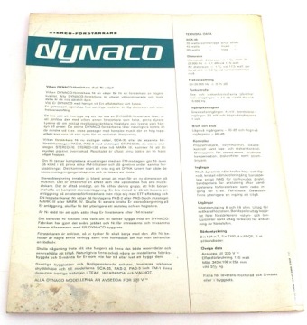 ОРИГИНАЛЬНЫЙ ПРОСПЕКТ DYNACO SCA-35 1967 г.