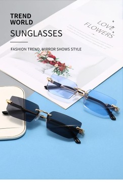 XJiea prostokątne okulary przeciwsłoneczne bez oprawek, modne męskie
