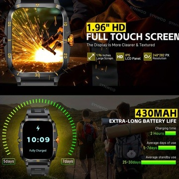 1 шт. мужские тактические военные умные часы, экран HD 1,96