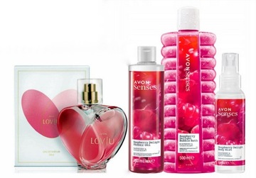 AVON LOV U Malinowy Duży Zestaw Prezentowy 4w1