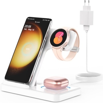 GEEKERA Indukcyjna stacja ładująca do Samsung, 3 w 1, składana